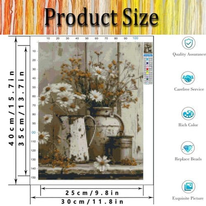Tiwabb Retro Daisy Stamped Cross Stitch Kits for Adults Beginners - Image 3