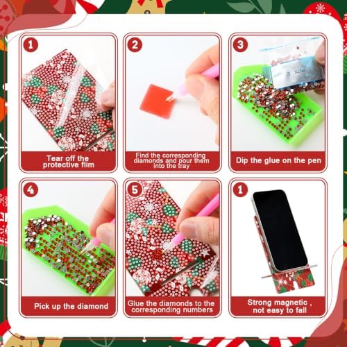 Saillong 6 Pcs Christmas Diamond Painting Phone Stand Full Drill Holder - Image 6