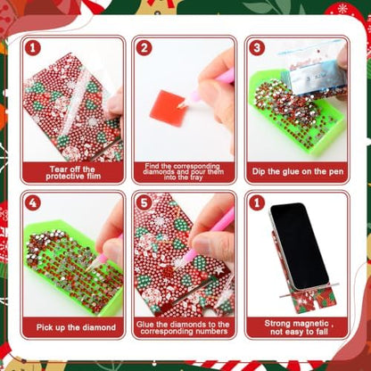 Saillong 6 Pcs Christmas Diamond Painting Phone Stand Full Drill Holder - Image 6