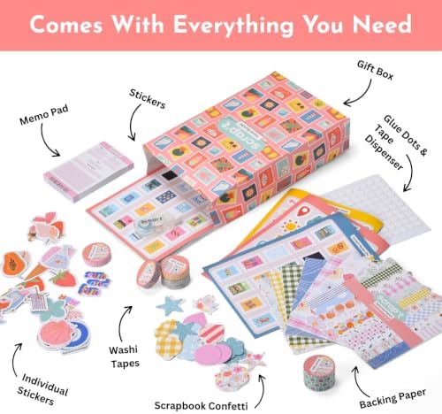 Travel Scrapbook & Junk Journal Supplies Kit – Travel Stickers, Scrapbook Paper, Washi Tape, Memo Pad, Embellishments, Glue Tape Runner & Glue Dots for Journaling & Memory Books (Travel) - Image 2