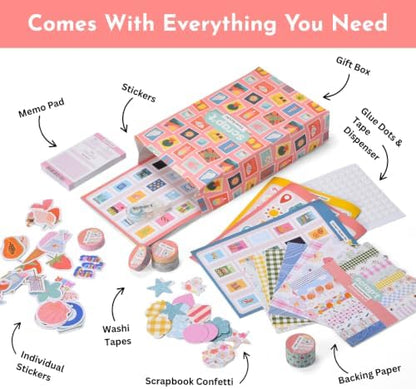 Travel Scrapbook & Junk Journal Supplies Kit – Travel Stickers, Scrapbook Paper, Washi Tape, Memo Pad, Embellishments, Glue Tape Runner & Glue Dots for Journaling & Memory Books (Travel) - Image 2