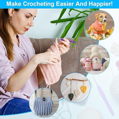 Crochet Hooks 9 Sizes Crochet Hook Set, 49 Pack Yarn Crochet Kit for Beginners, Knitting Needles with Ergonomic Handles for Arthritic Hands, Crochet Needle Kit with Blue Case for Crocheters - Image 6