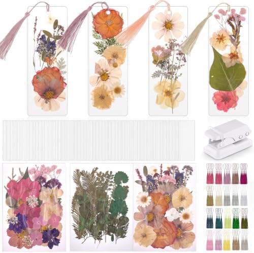Fuyoooo 376 Pcs Pressed Flower Bookmark Kit,Retro Color,2 x 6 Inch by Liraitoya