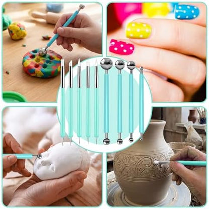 18 Pcs Dotting Tools Silicone Clay Sculpting Tool Ceramic Clay Ball Stylus Pottery Embossing Tool for Rock Modeling Blending, Drawing - Image 5