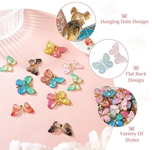 FASHEWELRY 48Pcs Resin Butterfly Charms Flatback Butterfly Embellishments Colorful Insect Earring Charms for Bracelet Necklace Shoes Crafts Scrapbooking Making - Image 2