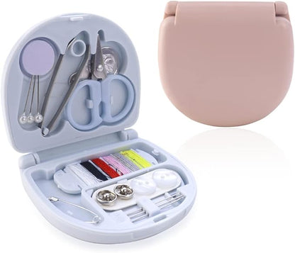2-Pack Min Travel Sewing Kit - Portable DIY Supplies - Plastic Box - Beginner Friendly - Emergency Repair Kit with Threads, Scissors, Needles
