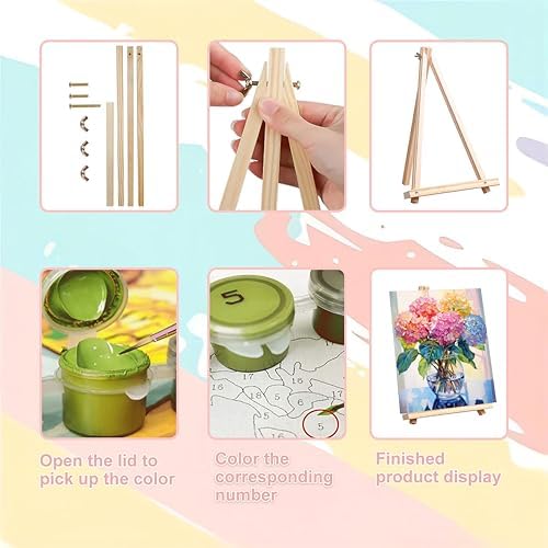 Hydrangea Paint by Numbers for Adults with Framed Canvas - Wooden Easel - Image 6