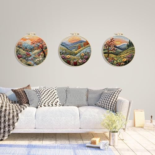 SCECALA 3 Pack Mountain Tree Landscape Embroidery Kit - Image 6