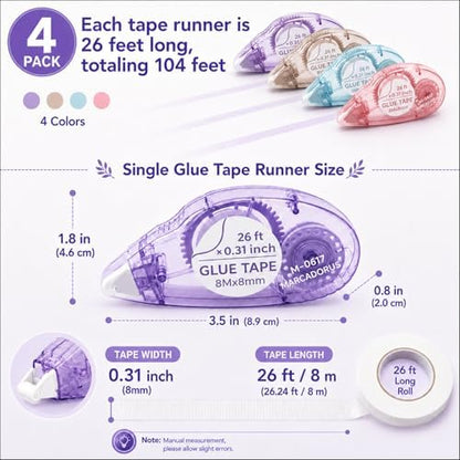 MARCADORUS Glue Tape for Scrapbooking, Double Sided Tape Roller 106Ft Total - Image 2