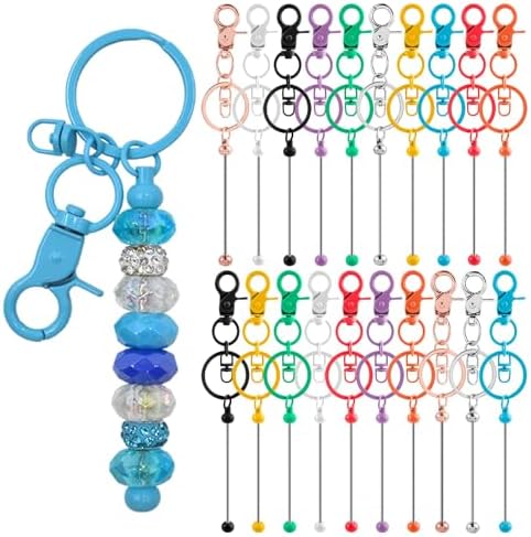 40 Pcs Beadable Keychains Bulk Kit – DIY Keychain Making Supplies with Metal Blanks for Crafts, Jewelry, Charms, Custom Projects – Blank Chain Bars for Beaded Keychain Design (Multicolor) by DNLEGULI