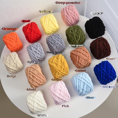 Plush Chenille Chunky Yarn 100g (49.2yd) - Fluffy Velvet Yarn Crochet for Blanket Knitting and Crocheting - Baby Yarns for Crocheting Soft - Amigurumi Yarns (Candy Color) - Image 4