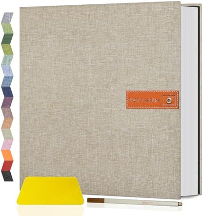 Popotop Large Photo Album Self Adhesive 4x6 5x7 8x10 Scrapbook Album DIY Picture Book,Gifts for Mom,Family Baby and Wedding,with Metal Pen and Plastic Board by Popotop