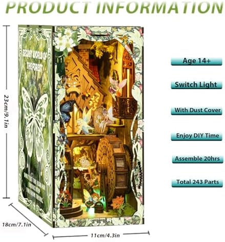 ISSEVE Book Nook Kit, DIY Dollhouse Booknook Kits Bookshelf Insert Décor - Image 2