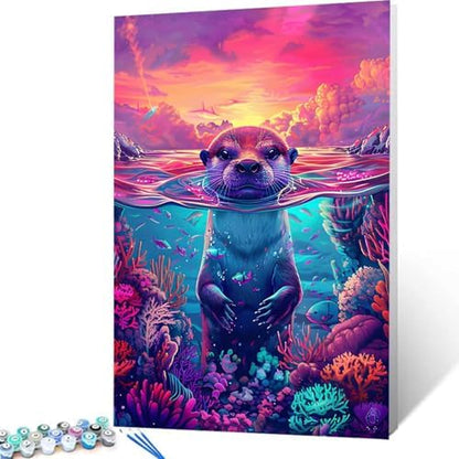 Animal Paint by Numbers Kit for Adults Otter Paint by Numbers, DIY Acrylic Watercolor Oil Painting Kits for Adults Beginners with Brushes, Hobbies for Women for Home Wall Decor, Gifts 16x20 in 9-29 - Image 4