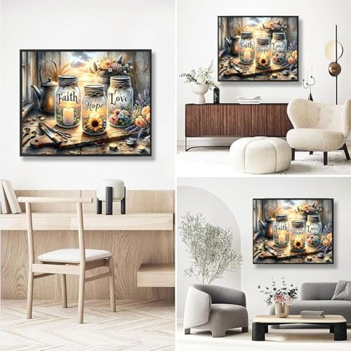 xackcme Faith, Hope, Love Paint by Numbers for Adults with Framed Canvas - Image 7