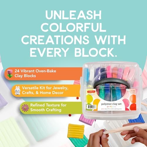 Incraftables Polymer Clay Kit – 24-Color Non-Toxic Oven-Bake Clay Set with Tools, Cutters, Molds, Jump Rings & Keychain Rings for Jewelry, Miniatures & Sculpting - Image 5