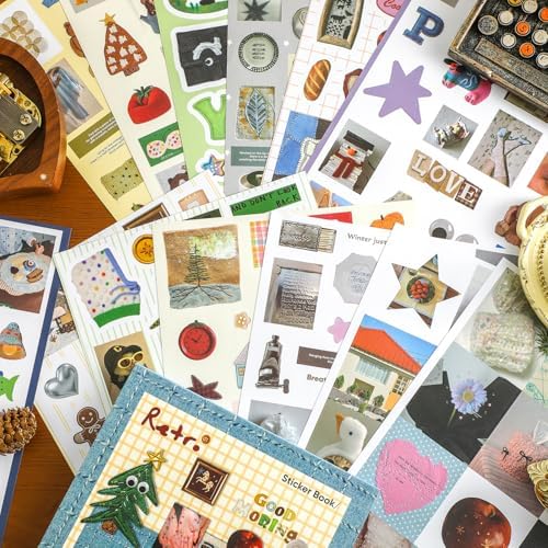 1300+ PCS Vintage Cute Scrapbook Sticker Book, 50 Sheets Retro & Ins Little Object Theme Korean Stickers for Scrapbooking, Art Scrapbook Supplies for Adults Teens Women Girls Junk Journal Journaling - Image 5