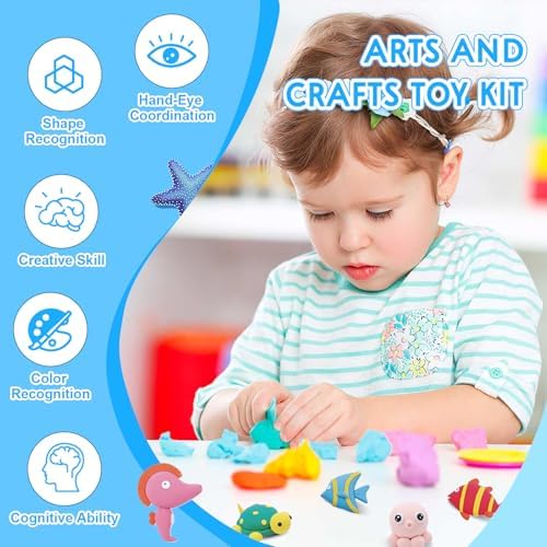 Air Dry Clay Kit for Kids -12 Marine Animals‌ Theme Colored Clay Sculpting kit, Ultra Light DIY Model Magic Clay with Sculpting Tools and Tutorials, Soft & Non-Sticky, Arts and Crafts Gift for Kids - Image 5