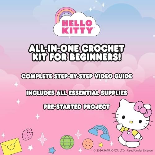 Hello Kitty® and Friends Crochet Kit – Hello Kitty® Bag Charm, Sanrio Crochet Kit for Beginners with Yarn, Starter Hooks, Step-by-Step Tutorials, DIY Craft, Great Teen Gifts - Image 7