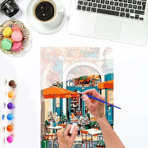 Lxmsja Street Café Paint by Numbers Kit for Adults, Street Scenes Acrylic Paint by Numbers for Adults Beginner, DIY Craft Supplies Oil Painting Kits for Home Wall Decor 8x12 inch (Framed) - Image 6
