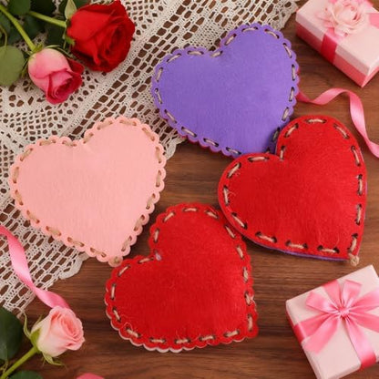 Soulchen 16 Sets Valentines Day Hearts Felt Craft Kits Large 5.9 Inch Felt Heart Hanging Ornament with Filling Cotton Rope for DIY Crafts Wall Decorations Valentine's Day Wedding DIY Craft Supplies - Image 3