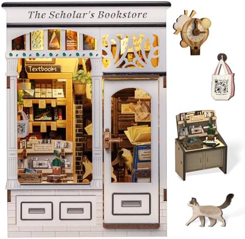 CUTEBEE Book Nook Kit - DIY Miniature House Dollhouse Kit for Adults and Teens, Booknook Tiny House Bookshelf Decor 3D Wooden Puzzle, Gifts for Family, Friends (The Scholar's Bookstore) by CUTEBEE