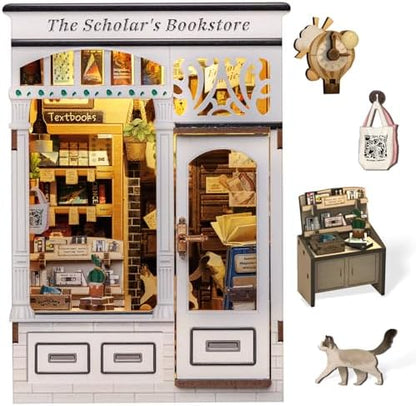 CUTEBEE Book Nook Kit - DIY Miniature House Dollhouse Kit for Adults and Teens, Booknook Tiny House Bookshelf Decor 3D Wooden Puzzle, Gifts for Family, Friends (The Scholar's Bookstore) by CUTEBEE