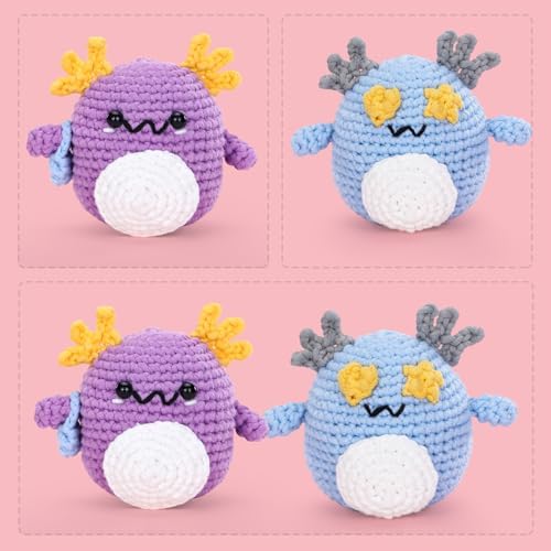 CrochetBox 2 PCS Axolotl Crochet Kit for Beginners, Adults and Teen - Image 2