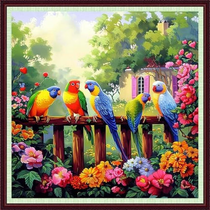 Dooxvey Cross Stitch Kits for Adults Beginners,Full Range of Cross-Stitch Stamped Kits Needlepoint Kits for Beginners Embroidery Kits 11CT Cross Stitch Patterns-Colorful Birds and Flowers 18x18 inch by DooxveyStampedEmbroideryKit