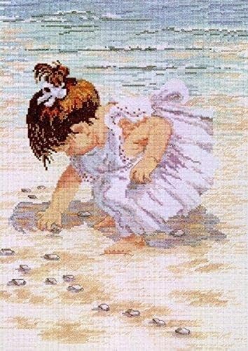 Janlynn Counted Cross Stitch Kit, Collecting Shells, 12" x 16" by Janlynn
