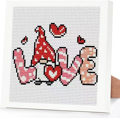 Tiwabb Gnome Stamped Cross Stitch Kits for Adults Beginners with Frame by DIYHomeDecor