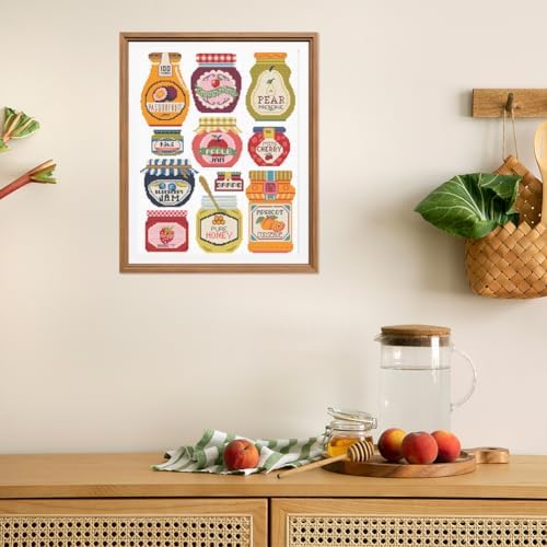 FREEBLOSS 11CT Stamped Cross Stitch Kits Jam Pot Cross Stitch Ornament Kits with Instructions Embroidery Needlepoint Kit for Wall Hanging Home Decor 15.7x19.7inch - Image 6
