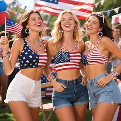 UPINS Patriotic Bracelet Making Kit Red White Blue Beads for 4th of July - Image 3