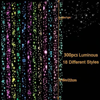 300 Sheets Luminous Origami Star Paper Strips 18 Different Styles - Image 2