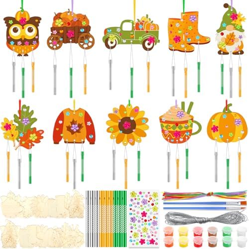 JellyArch Fall Harvest 30 Pack DIY Wind Chime Kit Art and Crafts by JellyArch