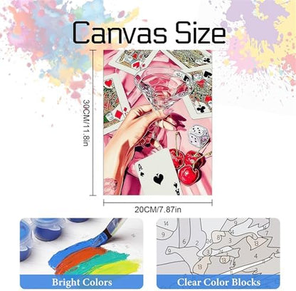 Jiqinsiye 3 Pcs DIY Paint by Numbers for Adults,Wooden Framed Pink Painting by Number Kits on Canvas,Acrylic Color by Numbers for Adult Beginner,Gifts Decor for Home Wall Room (Hand) - Image 4