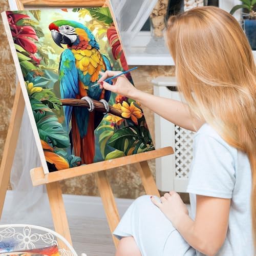 Bowetile Framed Paint by Numbers Parrote for Adults Beginners, Adults' Paint-by-Number Birds Kits, Easy Adult Paint by Number Kits on Canvas, Acrylic Animals Number Painting for Home Decor, 8x12in - Image 2