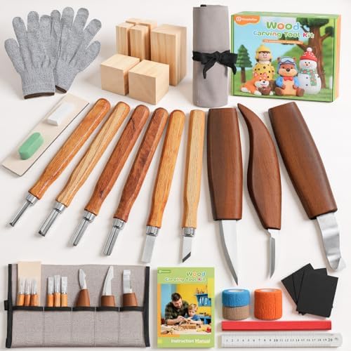 Housolution Wood Carving Kit with Carrying Bag, 30PCS Wood Carving Tools by Housolution