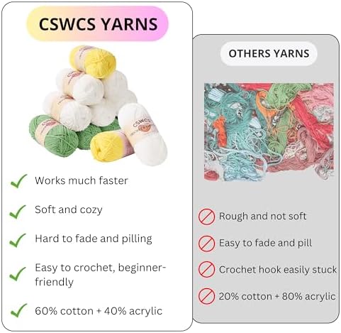 CSWCS Crochet Blanket Kit for Beginners, Daisy Granny Square Throw Kit for Adults, Easy Learn How to Knitting with Yarn & Hook, Complete Starter Set with Step-by-Step Instructions (47" x 39") - Image 6