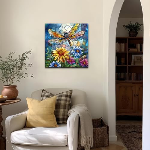Natuyalo Dragonfly Paint by Number for Adults Beginners, Abstract DIY Paint by Numbers Kits for Adults with Frame, Animals Acrylic Painting Kit on Canvas for Wall Decor 12x12 Inch - Image 3