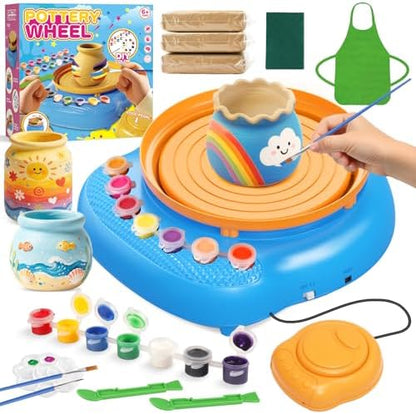 Weilim Pottery Wheel for Kids Beginners, Air-Dry Clay & Paint Kit Ages 6-12 by Weilim