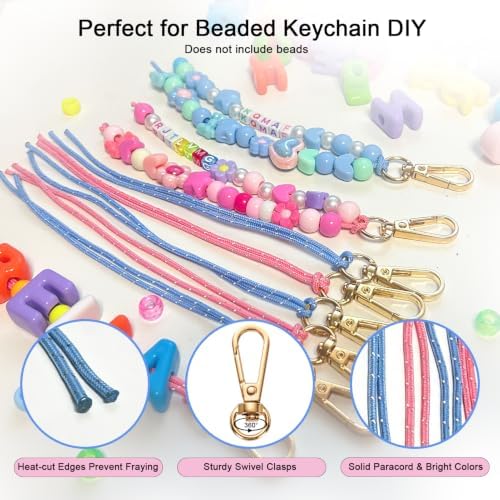 12 Packs Paracord Keychain Kit, Pre-Assembled and Heat-Sealed Ends - Image 3