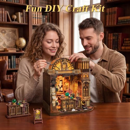 SUNNINO Book Nook Kits for Adults, Magic Library DIY Miniature Dollhouse - Image 3