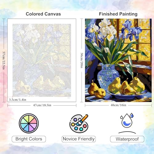 Stained Glass Flower Paint by Numbers Kit for Adults Without Frame 16x20 IN - Image 3