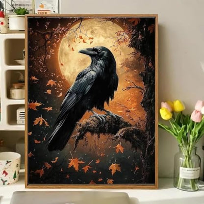 Fall Crow Paint by Numbers Kit for Adults Framed Canvas, Frameworkless - Image 2