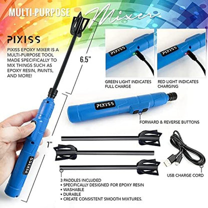 Pixiss Premium Resin Mixer, Handheld Rechargeable Epoxy Mixer Pro Grade, Stirrer for Resin, DIY Crafts Tumbler, Minimize Bubbles - Ultimate Kit with 15 Mica Powder, Bundle E (Ultimate) - Image 2