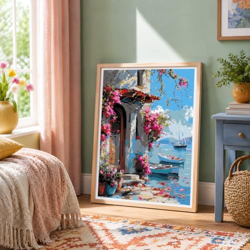 NXIKYO Seaside House Paint by Number for Adults Beginners, Scenery Adults Paint by Numbers Kits on Canvas, DIY Oil Painting Acrylic Paints for Home Wall Art Decor(16x20inch) - Image 3