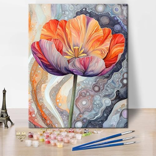TUMOVO Paint by Numbers for Adults Beginner Marble Striped Flowers by TUMOVO