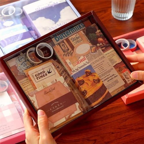 LCLAIDYDY 348 PCS Vintage Scrapbook Kit with A6 Grid Notebook, Bullet Junk Journals, DIY Gift Aesthetic Journaling Supplies for Teen Girl Women - Image 5
