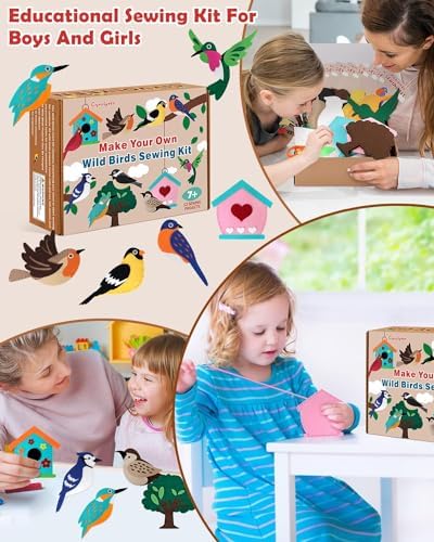 CiyvoLyeen Wild Birds Sewing Craft Kit Animal Sewing Kit for Boys and Girls Beginners Set of 12 Sewing Projects Gift for Kids - Image 5